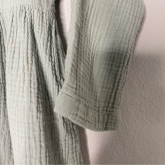 “Kids On The Moon” Green Watercolour Ombré Gauze Cotton Girls Dress - Picture 9 of 10